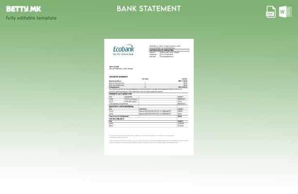 модерен стил Шаблон за збор за извод од банка на Сенегал Екобанк